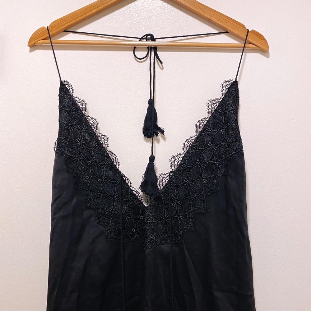 Cotton Candy LA Black Satin V-Neck Halter Dress - Picture 3 of 11
